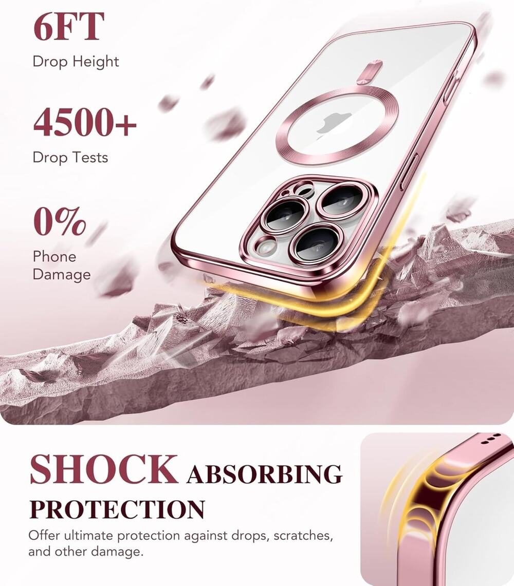 BERFY Magnetic for iPhone 16 Pro Case Clear Pink Compatible w MagSafe x004drx2x9